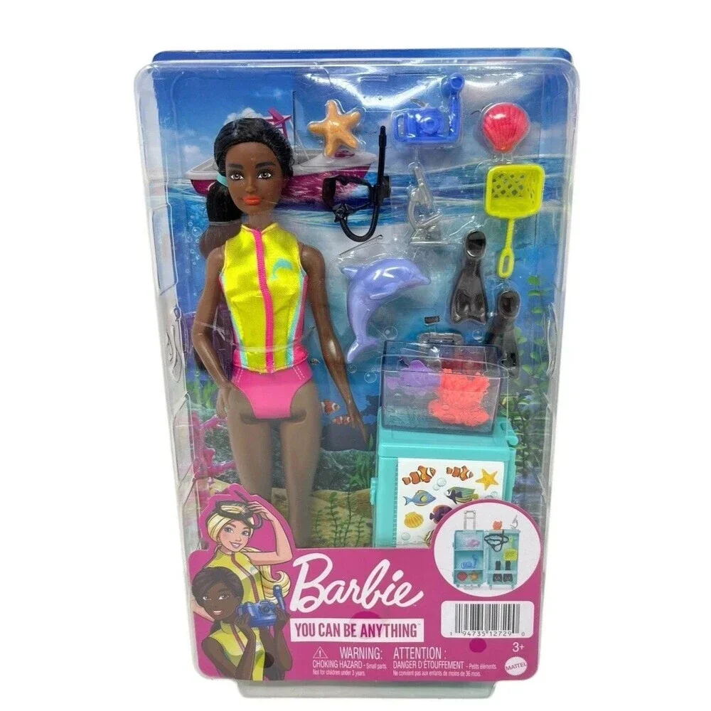 Barbie Marine Biologist Doll African American Black Hair Career Play Set New